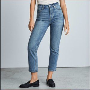 Everlane Original Cheeky Jean, Worn-In Mid-Blue, High Waist, Slim Straight Leg